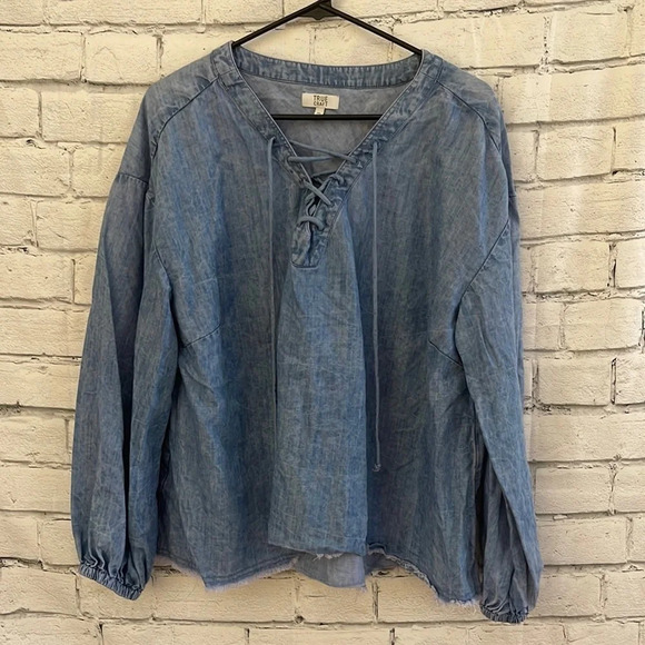 Women’s True Craft denim lace up top 2X - Picture 1 of 4